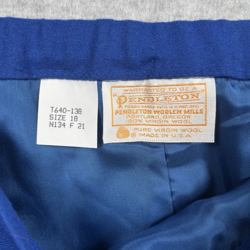 Pendleton Skirt Womens 18 Blue Pencil 100% Virgin Wool Lined USA NWT Back Vent